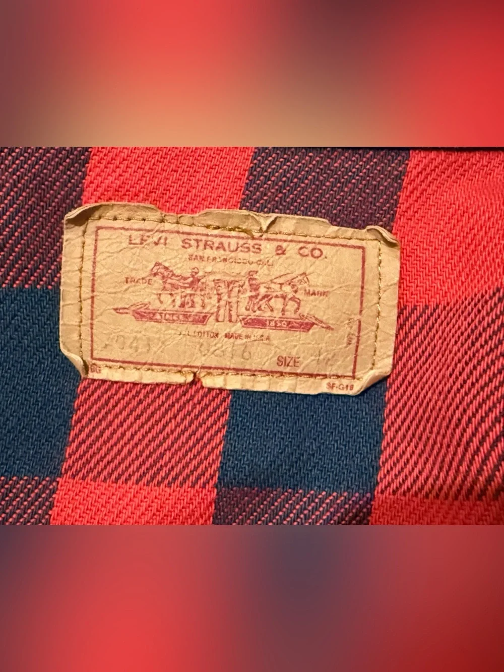 VTG 80s Levis Type III Flannel Lined Trucker Jacket 70417 Denim Buffalo Plaid 42